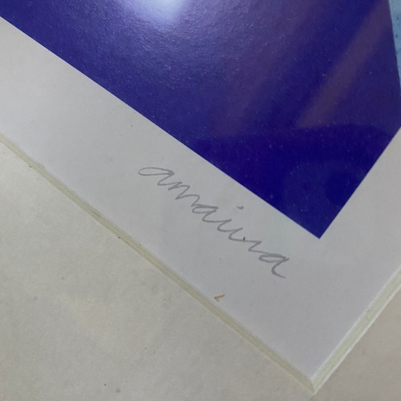 AMAINA COBALT SKIES SIGNED FRAMED PRINT - Picture 4 of 4